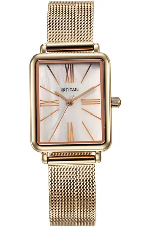 Titan Slimline Quartz Analog Mother Of Pearl Dial Rose Gold Stainless Steel Strap Watch for Women