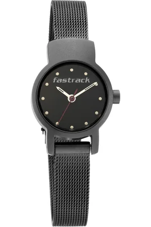 Fastrack Hitlist Quartz Analog with Date Black Dial Stainless Steel Strap Watch for Girls