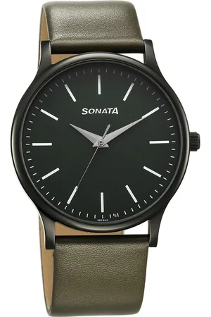 Sonata Aspire Quartz Analog Green Dial Leather Strap Watch for Men