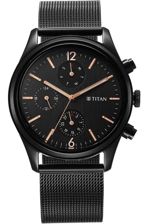 Titan Neo Black & Gold Quartz Analog with Day and Date Black Dial Stainless Steel Strap Watch for Men