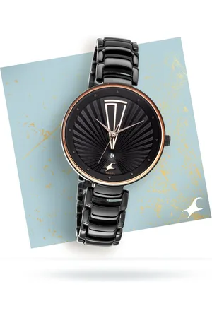 Fastrack Ruffles Quartz Analog with Date Black Dial Stainless Steel Strap Watch for Girls