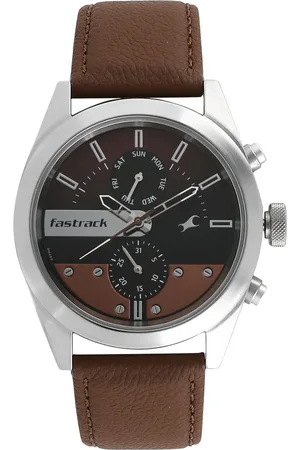 Fastrack All Nighters Quartz Multifunction Brown Dial Leather Strap Watch for Guys