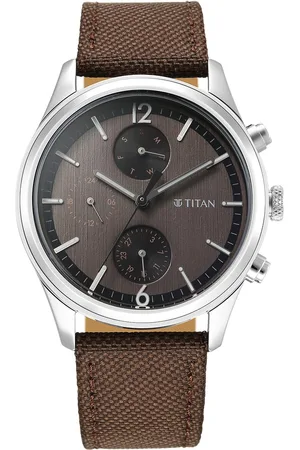 Titan Wrist Wit Quartz Analog with Day and Date Brown Dial Leather Strap Watch for Men