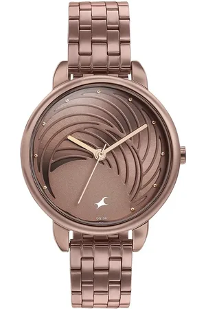 Fastrack Stunners Quartz Analog Brown Dial Stainless Steel Strap Watch for Girls