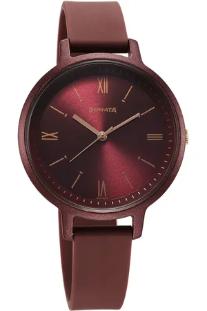 Sonata Splash Quartz Analog Maroon Dial Plastic Strap Watch for Women