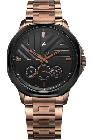 Fastrack Fleek Quartz Multifunction Black Dial Brown Stainless Steel Strap Watch for Guys