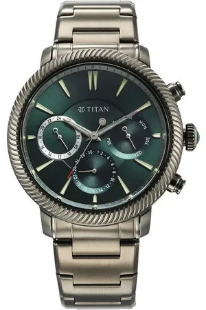 Titan Stellar Quartz Multifunction Green Dial Stainless Steel Strap Watch for Men