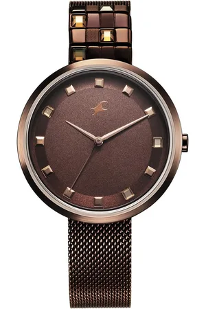 Fastrack Fleek Quartz Analog Brown Dial Stainless Steel Strap Watch for Girls