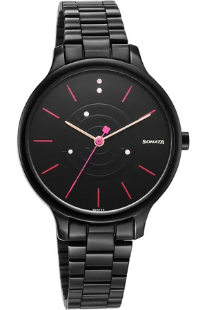 Sonata Play Black Dial Watch for Women
