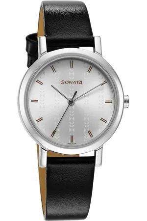 Sonata Ladies Essentials Silver Dial Leather Strap Watch for Women