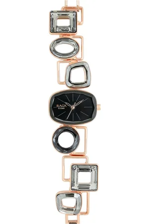 Titan Raga Facets Black Dial Analog Stainless Steel Strap Watch for Women