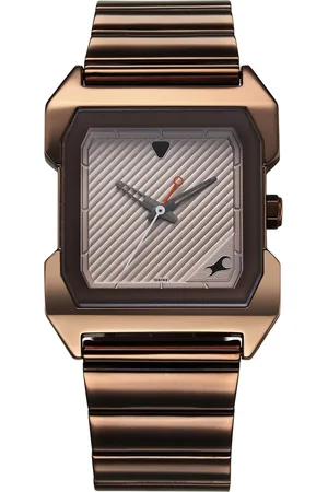 Fastrack Pulse Quartz Analog Beige Dial With Brown Colour Stainless steel Strap Watch for Guys