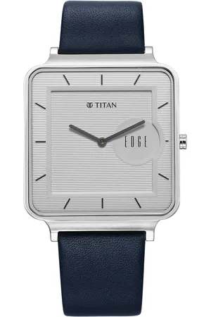 Titan Edge Quad Quartz Analog White Dial With Blue Leather Strap Watch For Men