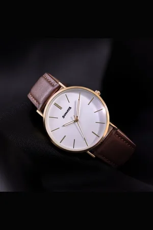 Sonata Quartz Analog White Dial Brown Leather Strap Watch For Men