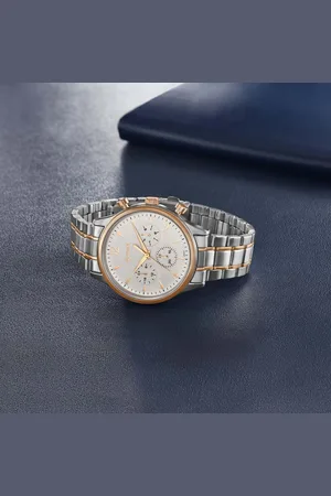 Sonata Quartz Multifunction Pink Dial Two Toned Stainless Steel Strap Watch For Men
