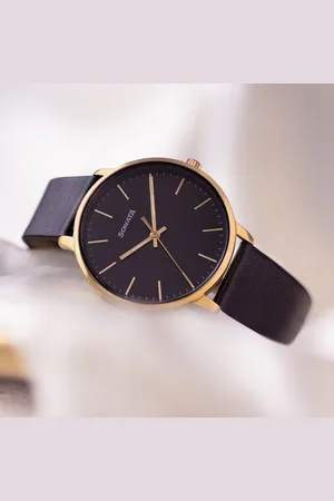 Sonata Quartz Analog Black Dial Black Leather Strap Watch For Women