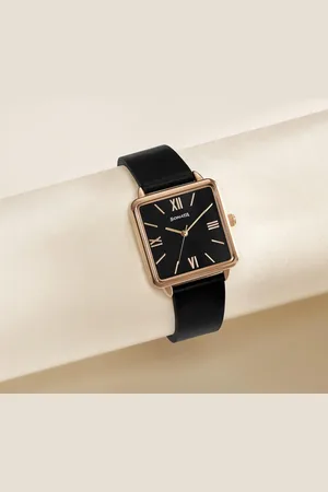 Sonata Quartz Analog Black Dial Black Leather Strap Watch For Women