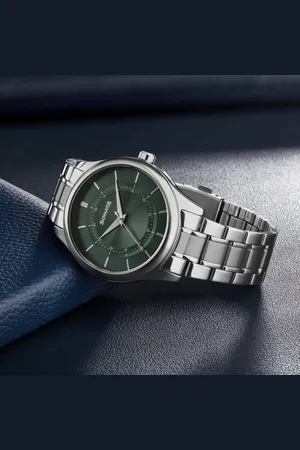 Sonata Quartz Analog Green Dial Silver Stainless Steel Strap Watch For Men