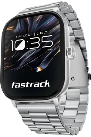 Fastrack Radiant FX2 Luxury Metal Smartwatch with largest 5.1 AMOLED Display with Functional Crown With Silver Strap
