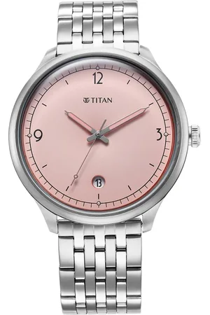 Titan Timeless Treasures Quartz Analog with Date Pink Dial With Silver Color Stainless Steel Strap Watch For Men