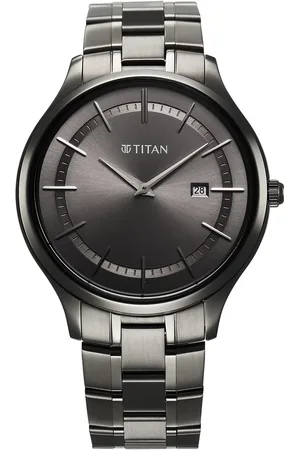 Titan Clasique Slim Quartz Analog with Date Grey Dial With Grey Color Stainless Steel Strap Watch For Men