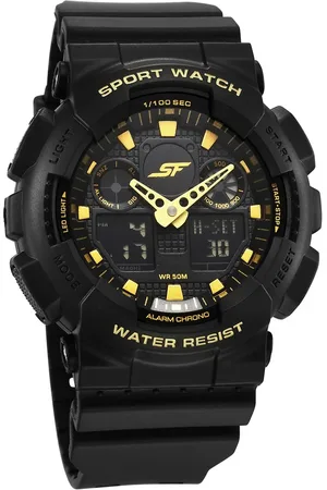 SF Vigour Quartz Digital Analog Digital Black Dial With Black Color Plastic Strap Watch For Unisex