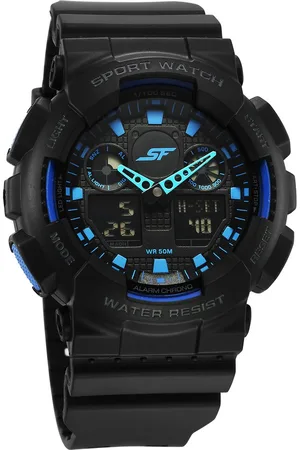 SF Vigour Quartz Digital Analog Digital Black Dial With Black Color Plastic Strap Watch For Unisex