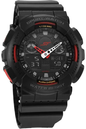 SF Vigour Quartz Digital Analog Digital Black Dial With Black Color Plastic Strap Watch For Unisex