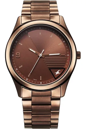 Fastrack Stunners Quartz Analog Brown Dial Brown Metal Strap Watch For Guys