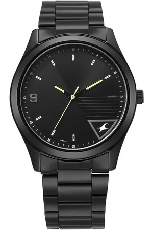 Fastrack Stunners Quartz Analog Black Dial Black Metal Strap Watch For Guys