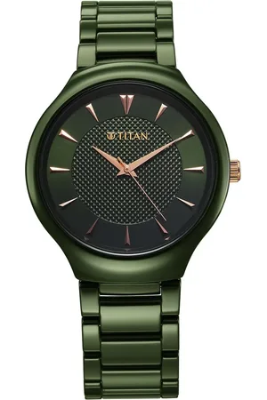 Titan Regalia Ceramics Quartz Analog Green Dial Green Color Ceramic Strap Watch For Men