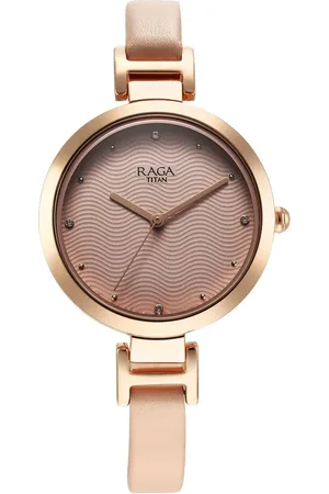 Titan Raga Memoirs Quartz Analog Pink Dial With Pink Color Leather Strap Watch For Women