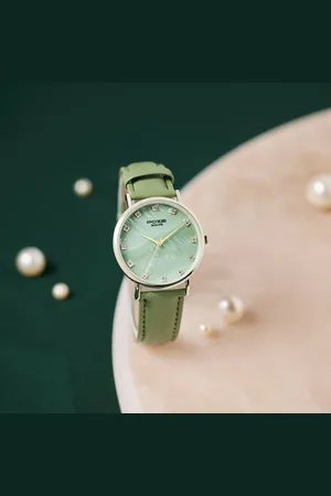 Sonata Poze Quartz Analog Green Mother Of Pearl Dial Green Color Leather Strap Watch For Women