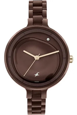 Fastrack MetaWe Quartz Analog Brown Dial Stainless Steel Strap Watch For Girls