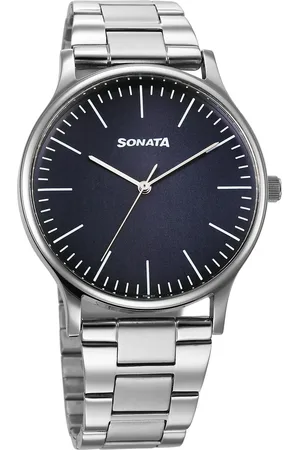 Sonata Aspire Quartz Analog Blue Dial Stainless Steel Strap Watch For Men
