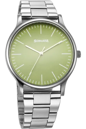 Sonata Aspire Quartz Analog Green Dial Stainless Steel Strap Watch For Men