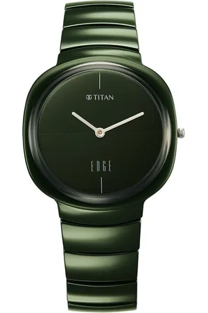 Titan Squircle Camo Quartz Analog Green Dial Ceramic Strap Watch For Unisex