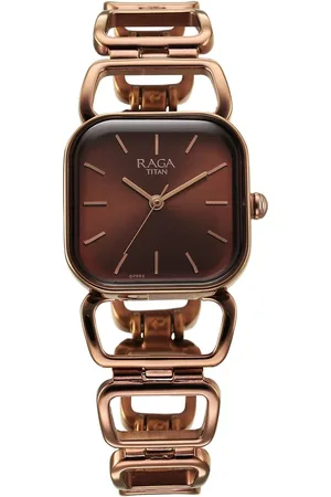 Titan Raga Ascend Quartz Analog Brown Dial With Brown Color Metal Strap Watch For Women