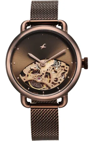 Fastrack Automatics Brown Dial Stainless Steel Strap Watch for Girls