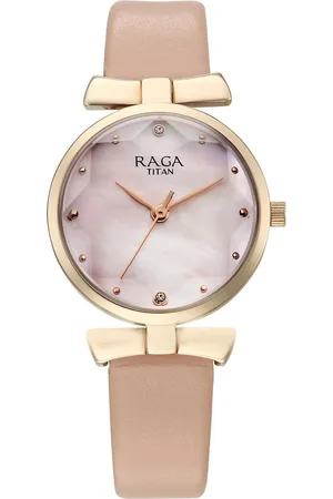 Titan Raga Showstopper Quartz Analog Pink Dial Leather Strap Watch For Women