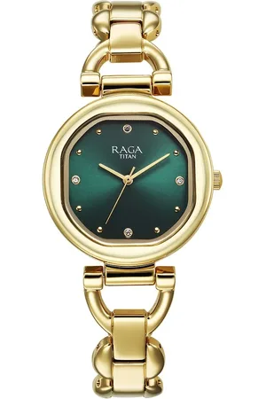 Titan Raga Showstopper Quartz Analog Green Dial Metal Strap Watch For Women