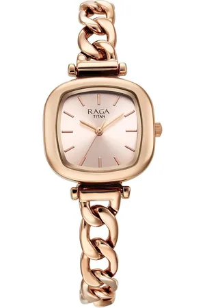 Titan Raga Showstopper Quartz Analog Rose Gold Dial Metal Strap Watch For Women