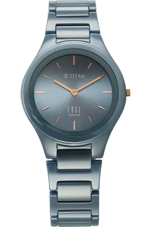 Titan Edge Ceramic Quartz Analog Blue Dial Ceramic Strap Watch For Women