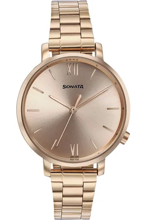 Sonata Elegent Essentials Quartz Analog Rose Gold Dial Stainless Steel Strap Watch For Women