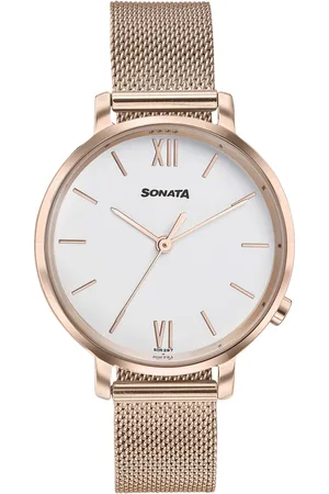 Sonata Elegent Essentials Quartz Analog White Dial Stainless Steel Strap Watch For Women
