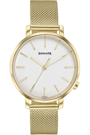 Sonata Elegent Essentials Quartz Analog White Dial Stainless Steel Strap Watch For Women