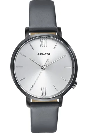 Sonata Elegent Essentials Quartz Analog Silver Dial Leather Strap Watch For Women