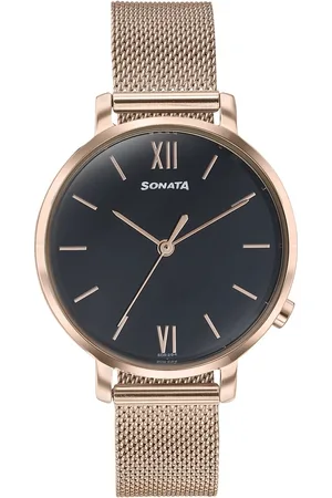 Sonata Elegent Essentials Quartz Analog Black Dial Stainless Steel Strap Watch For Women