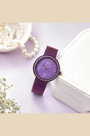 Fastrack Vyb Eclipse Quartz Analog Purple Mother Of Pearl Dial Purple Color Metal Strap Watch For Girls