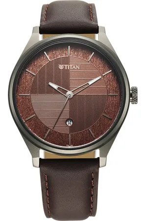 Titan Neo Economy Quartz Analog with Date Brown Dial Brown Leather Strap Watch For Men